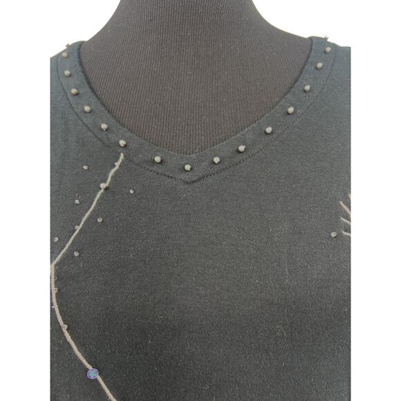 Jack B Quick | L | Spider Web Halloween Embellished T-shirt Top 3/4 Sleeve Tee - Picture 4 of 6